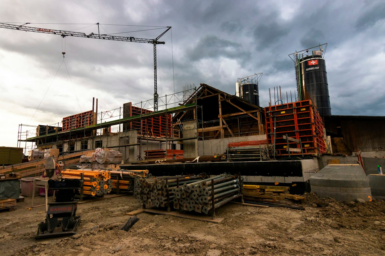 EPS construction site with crane
